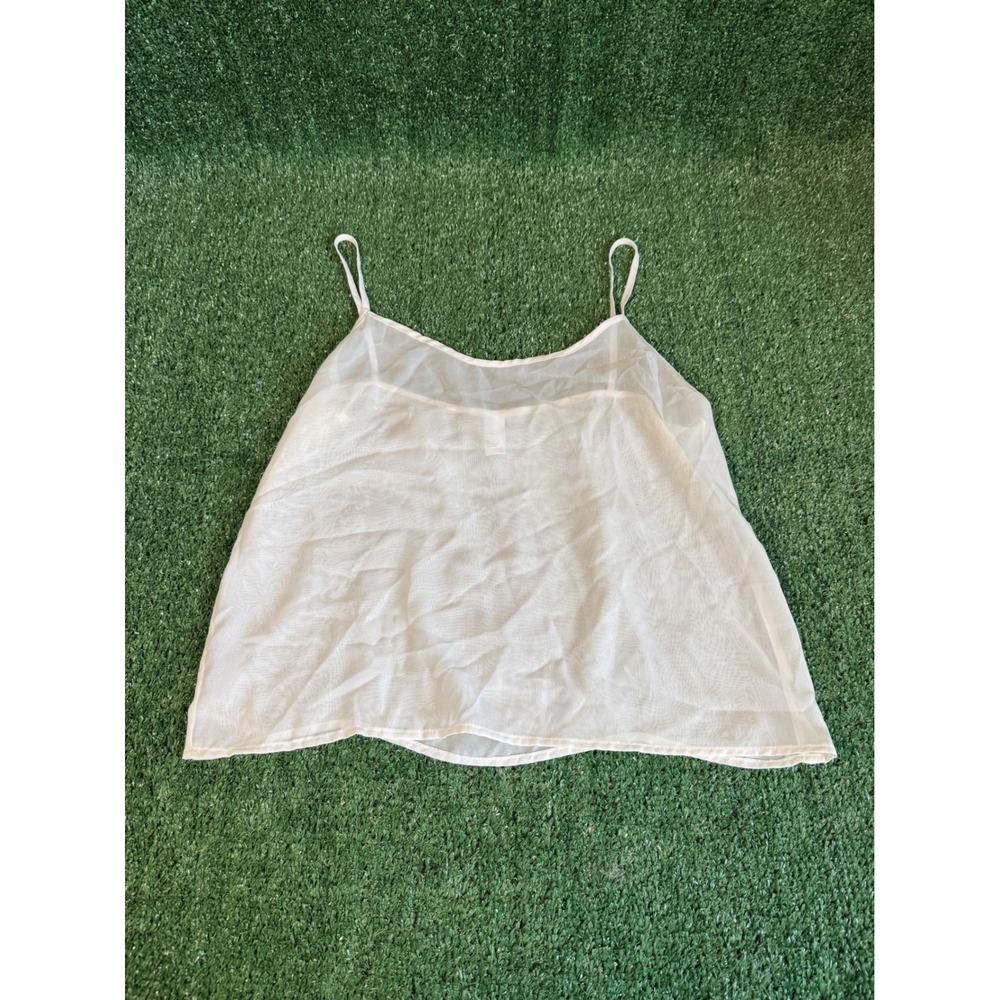 American Apparel White Chiffon Camisole Top Sheer Spaghetti Strap Womens XS